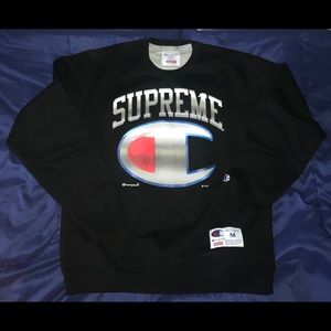 Supreme Champion Chrome Crewneck Black Size M
